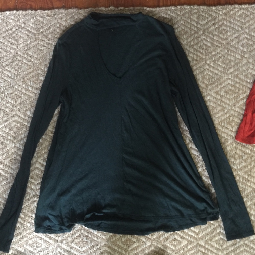 Express dark green top with v cut out